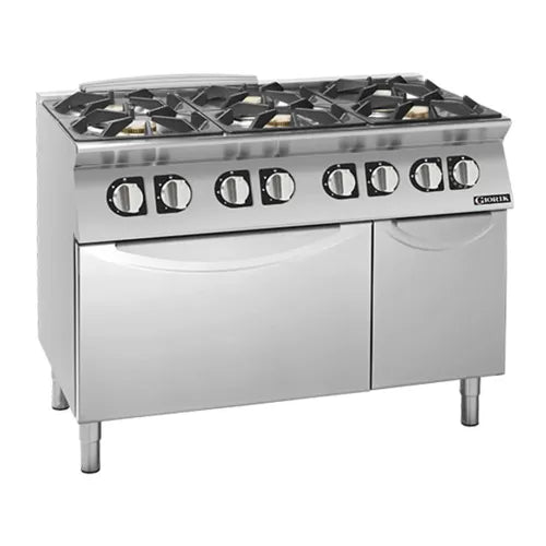 Giorik 6 x Gas Burners / Standard Gas Oven 36 MJ/h burner / 28.8 MJ/h oven With storage compartment CG960FT - Hospitality Connect