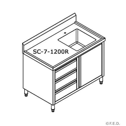 Modular CABINET WITH RIGHT SINK SC-7-1200R-H. - Hospitality Connect