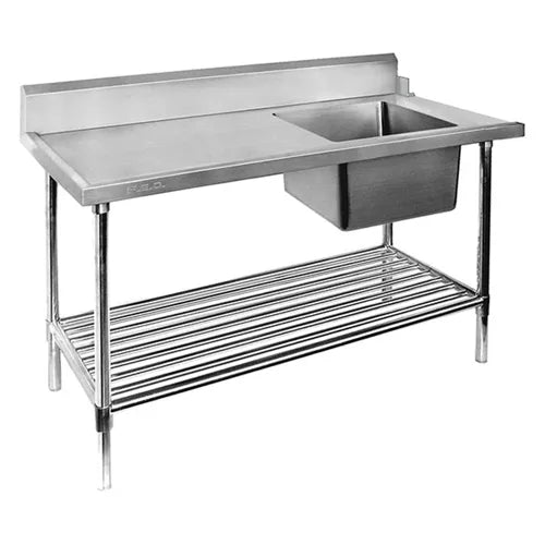 Modular Right Inlet Single Sink Dishwasher Bench SSBD7-1500RA. - Hospitality Connect