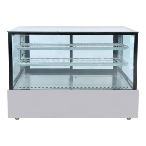 Bonvue Black Trim Square Glass Cake Display 2 Shelves 1500x700x1100 SSU150-2XB. - Hospitality Connect