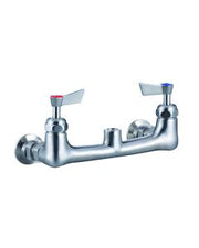 Stainless steel 3Monkeez wall-mounted exposed tap body with dual wall mount, spreaders, 1/2 turn rising spindles, and BSP connections.