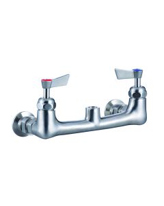 Stainless steel 3Monkeez wall-mounted exposed tap body with dual wall mount, spreaders, 1/2 turn rising spindles, and BSP connections.