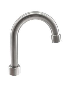 3Monkeez stainless steel gooseneck spout with 7-inch height, 3.5-inch projection, includes aerator, suitable for kitchen faucets.
