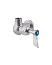 3Monkeez stainless steel single wall mount tap body with 1/2 turn rising spindle, 1/2" BSP inlet, and 3/4" outlet for plumbing fixtures