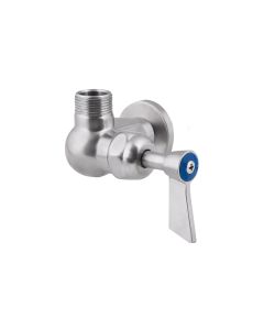 3Monkeez stainless steel single wall mount tap body with 1/2 turn rising spindle, 1/2" BSP inlet, and 3/4" outlet for plumbing fixtures