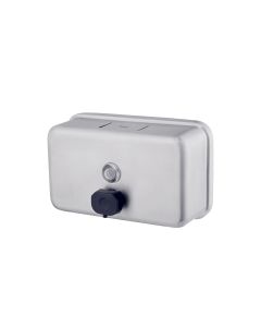 3Monkeez stainless steel horizontal soap dispenser with 1200ml capacity, designed for washrooms, shown in the image.