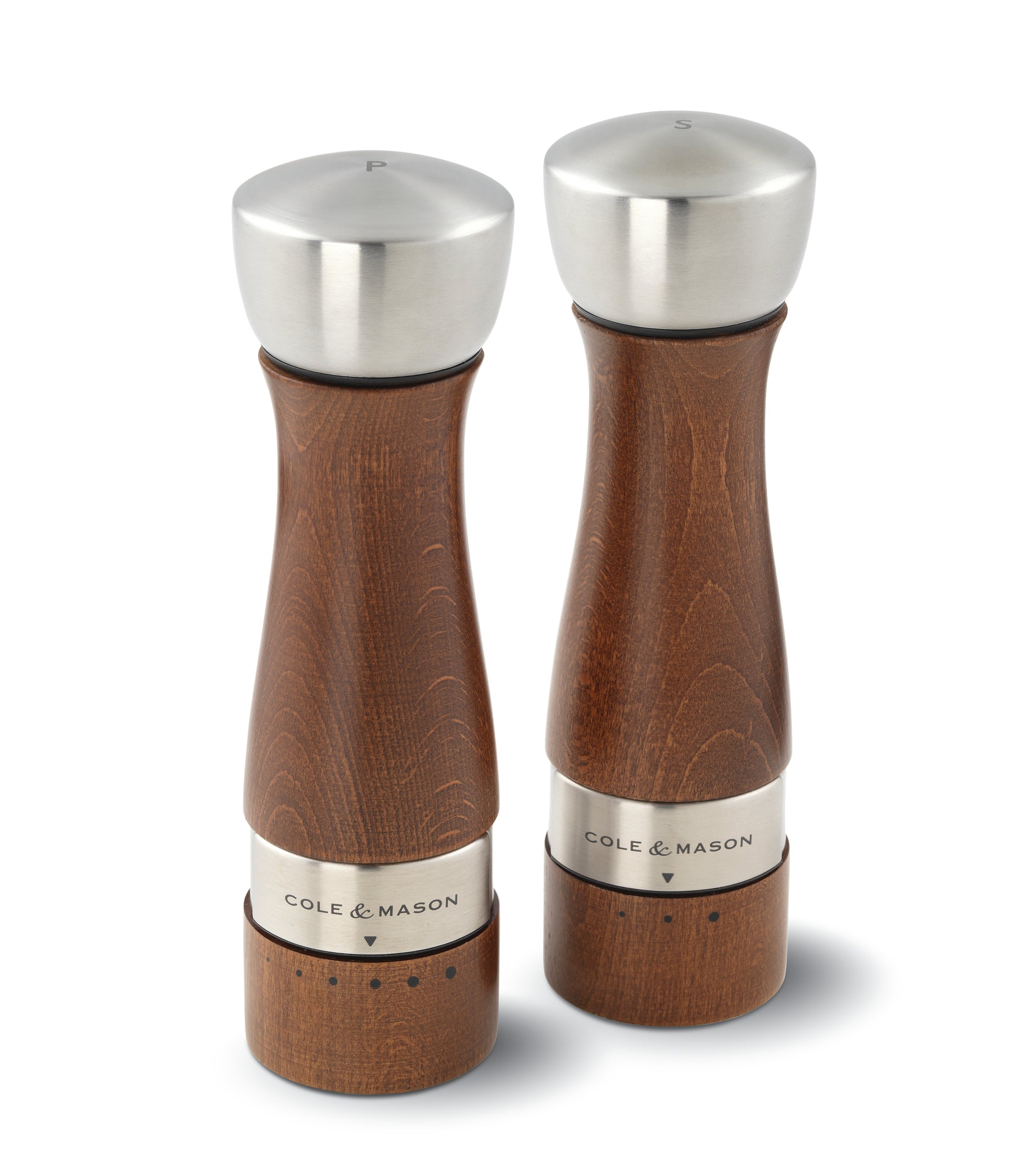 Cole & Mason Oldbury gift set featuring a stylish salt and pepper grinder set on a wooden tray with seasoning shakers.