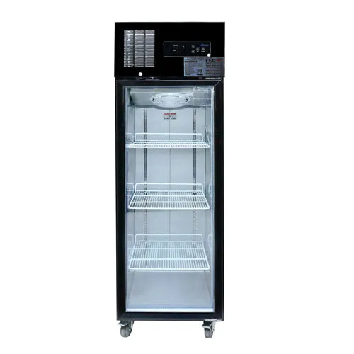 Thermaster Single Glass Door Upright Fridge Black Stainless Steel - SUCG500B. - Hospitality Connect