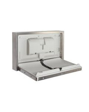 3Monkeez stainless steel clad horizontal baby change station with antimicrobial coating, surface-mounted, 520mm x 905mm.