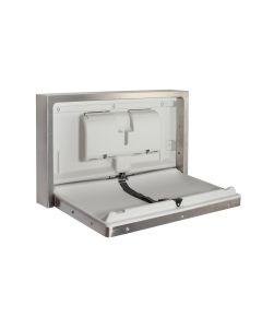 3Monkeez stainless steel clad horizontal baby change station with antimicrobial coating, surface-mounted, 520mm x 905mm.