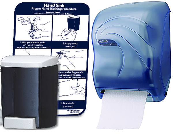 San Jamar Touchless Towel Dispenser with Bulk soap dispenser and Hand washing chart  T1430TBL - Hospitality Connect
