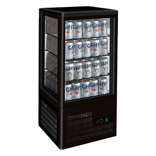 Thermaster  Four-Sided Countertop Beverage Display Fridge Black TCBD78B. - Hospitality Connect