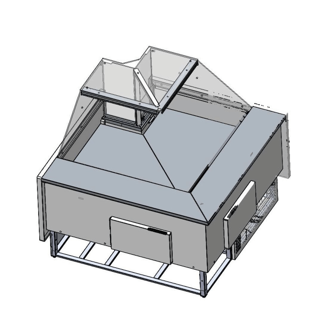 Tecnodom Series MR80 Black Corner Deli Display w/ Storage and Castors TDMR-08I