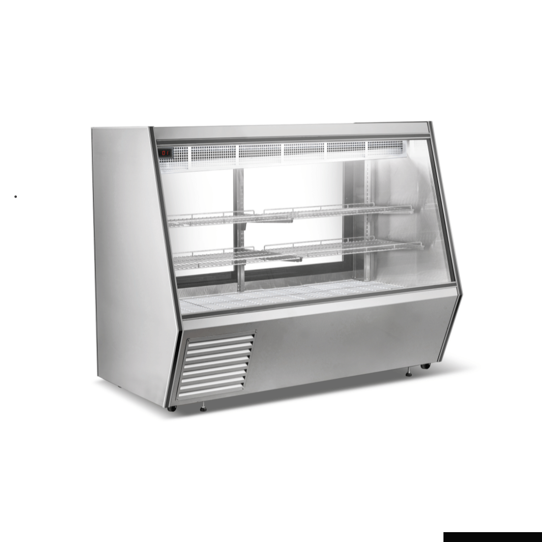 Bonvue AMS-18 stainless steel refrigerated deli, meat and seafood display case with over shelf