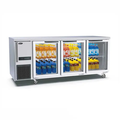 Thermaster Stainless Steel Triple Glass Door Workbench Fridge - TL1800TNG-3D. - Hospitality Connect