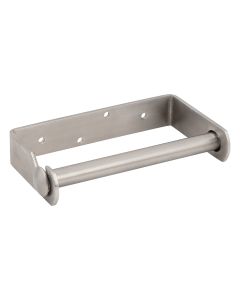 3Monkeez stainless steel toilet roll holder with satin finish, wall-mounted washroom accessory for bathroom organization.