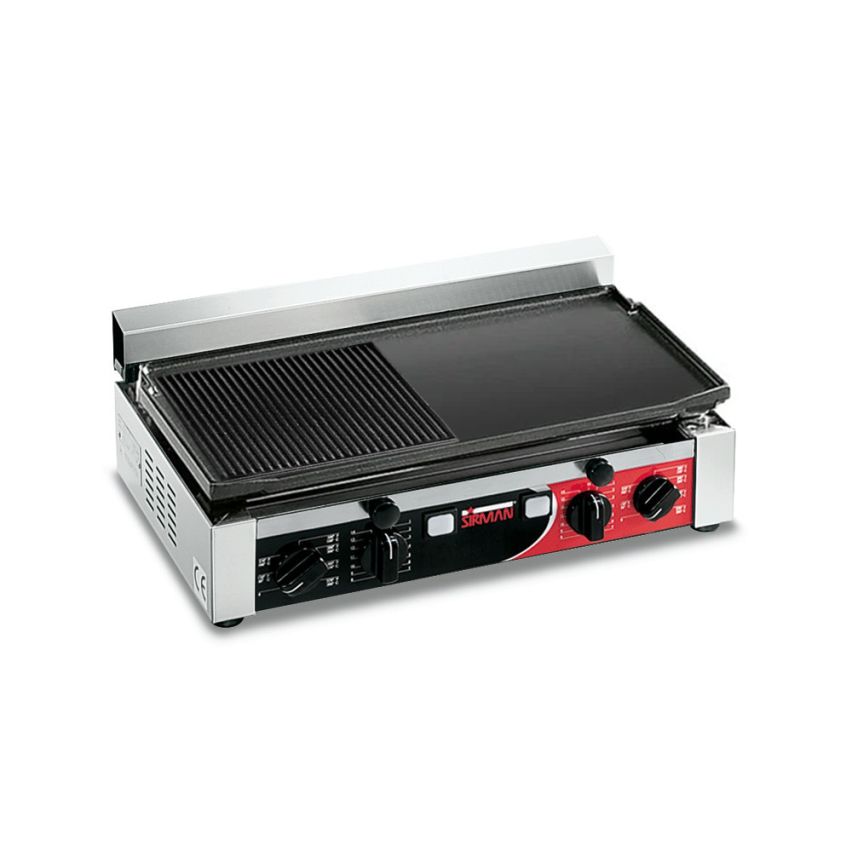 Sirman PD Top L-R Cast Iron Twin Control Countertop Hotplate with Dual Ribbed - Smooth Cooking Surface