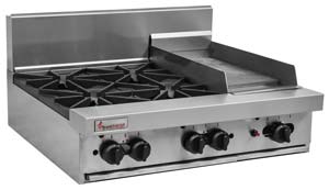 Trueheat RC Series 900mm Top W 4 Burners And 300mm Griddle Plate  RCT9-4-3G - Hospitality Connect