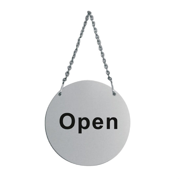 Vogue Open/Closed Door Sign with Hanging Chain St/St - Hospitality Connect