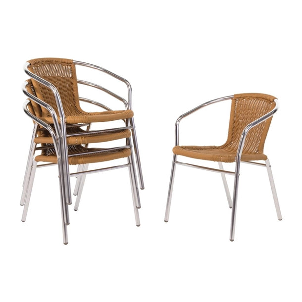 Bolero Natural Wicker Chair with Aluminium Frame (Pack 4) - Hospitality Connect