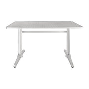 Bolero Rectangular Pedestal Table St/St Top & Alu. Rim - 1200x600mm - Hospitality Connect