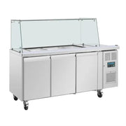 Polar U-Series GN Saladette Counter with Square Sneeze Guard 3 Door UA018-A - Hospitality Connect