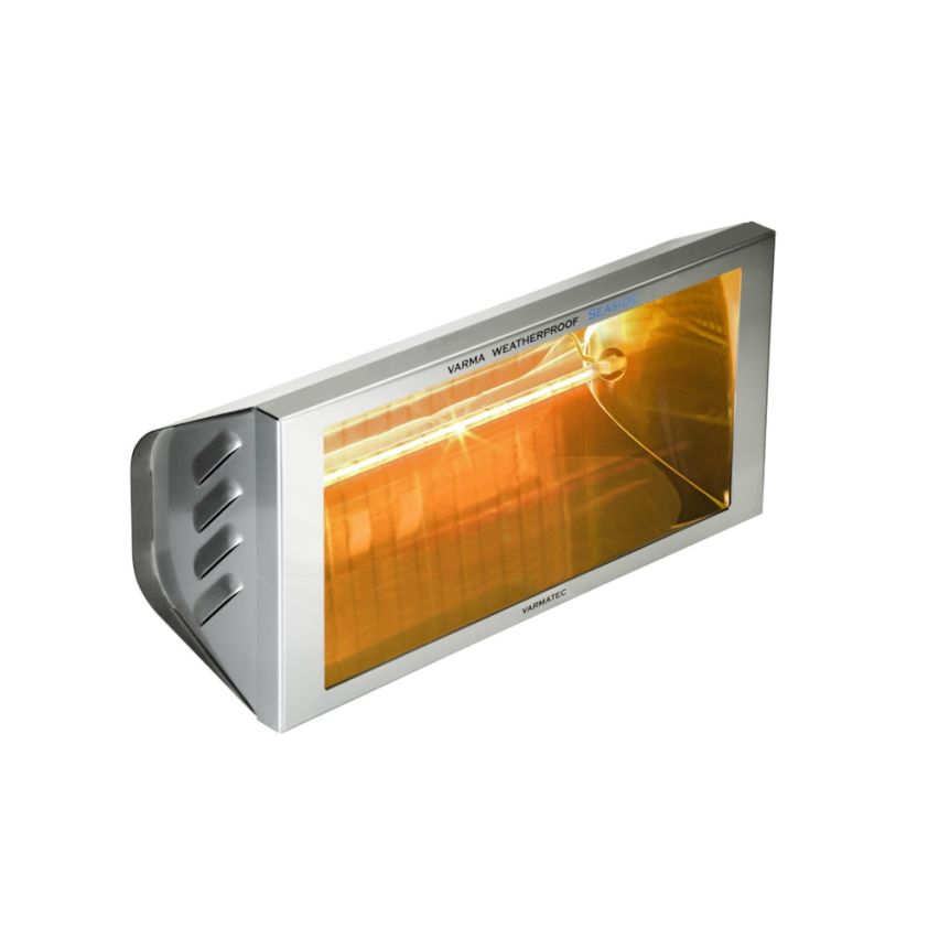 Varmatec SEASIDE Single Infrared Wall-Mounted Stainless Steel Heater with Corrosion-Resistant Waterproof Design and On/Off Switch Controls - Hospitality Connect