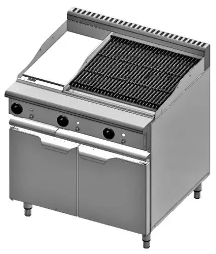 VERR Combination 300mm Grill Plate & 600mm Char Broiler Bench Mounted VBT-GRP3-CBR6BM.