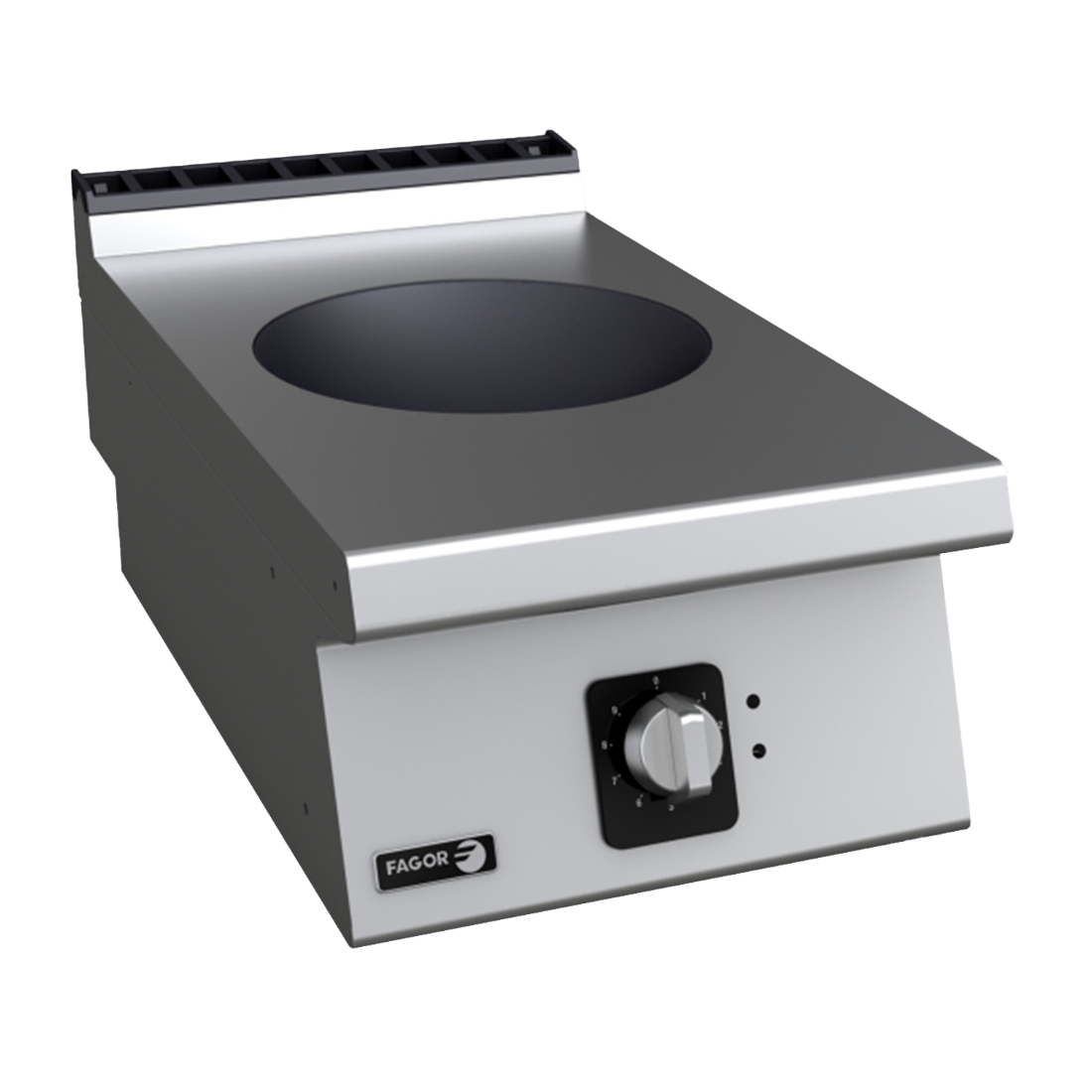 Fagor Kore 700 induction wok cooker half module with 400W power, 415V, 5.5kW, featuring stainless steel construction and digital controls.