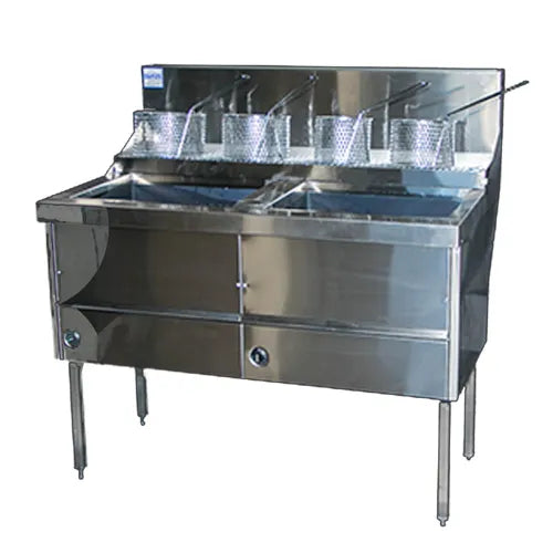 Complete Gas Fish & Chips Fryer Two Pan Fryer - WFS-222. - Hospitality Connect