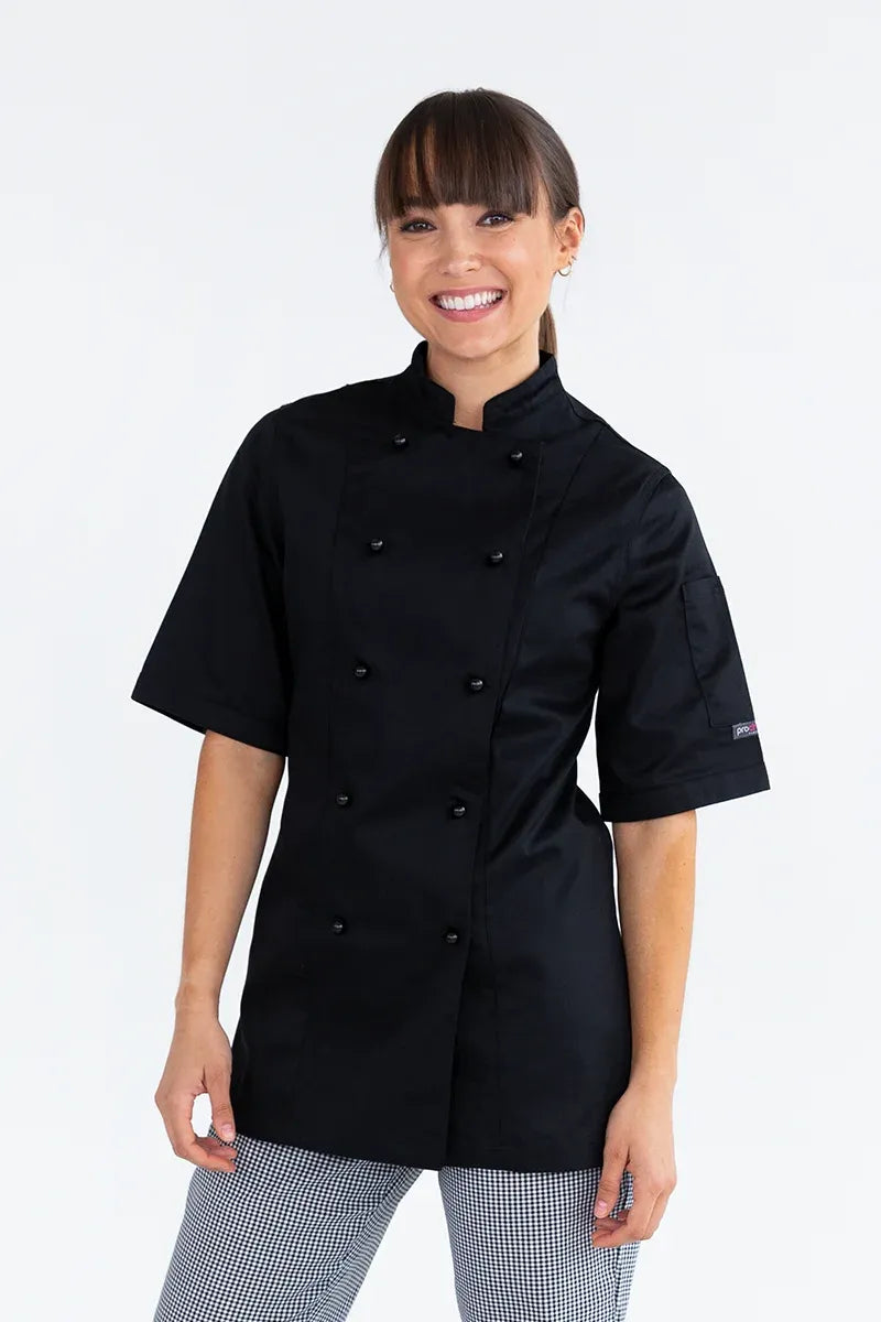 Aussie Chef Lexi Traditional Black Short Sleeves-Size 10 Jacket