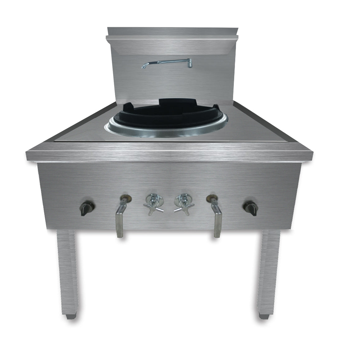 Gasmax Waterless LPG single wok chimney burner WW-1LC with sturdy frame and efficient gas flame for professional wok cooking.