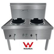 Gasmax Stainless Steel Waterless LPG Double Wok Chimney Burner - WW-2LC