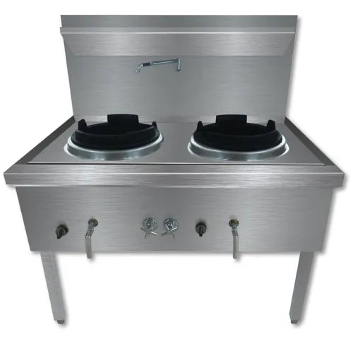 Gasmax Stainless Steel Waterless Nature Gas Double Wok Chimney Burner WW-2NC. - Hospitality Connect