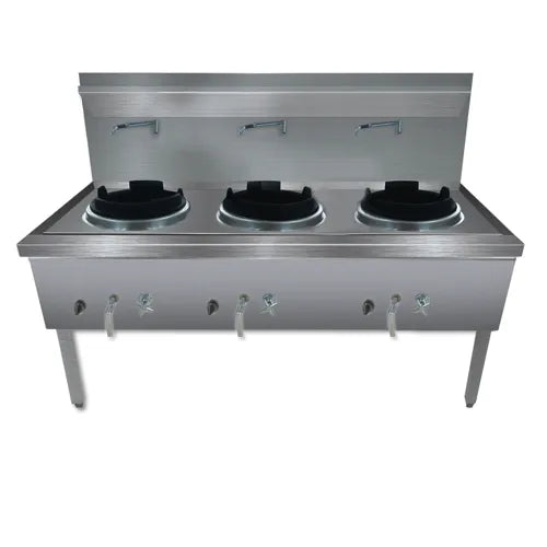 Gasmax Stainless Steel Waterless Nature Gas Triple Wok WW-3N. - Hospitality Connect