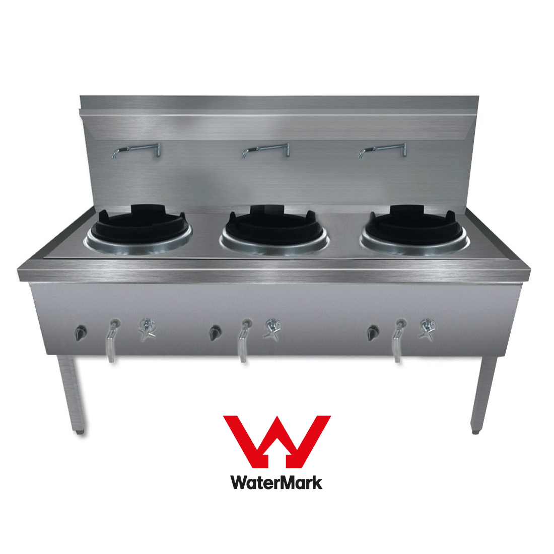 Gasmax Stainless Steel Waterless Nature Gas Triple Wok Chimney Burner - WW-3NC