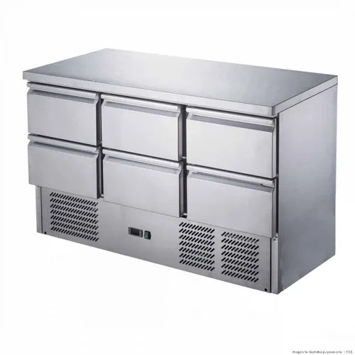 FED-X Six Drawer Compact Workbench Fridge - XGNS1300-6D. - Hospitality Connect