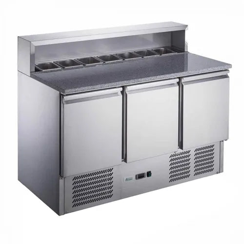 FED-X Three Door Salad Prep Fridge with Marble Top - XGNS1300E. - Hospitality Connect