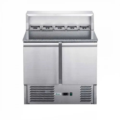 FED-X Two Door Salad Prep Fridge with Marble Top - XGNS900E. - Hospitality Connect