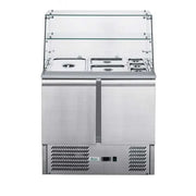 FED-X Two Door Salad Prep Fridge with Square Glass Top - XS900GC. - Hospitality Connect