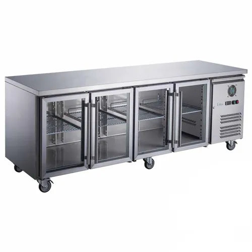 FED-X Four Glass Door Bench Fridge - XUB7C22G4V. - Hospitality Connect