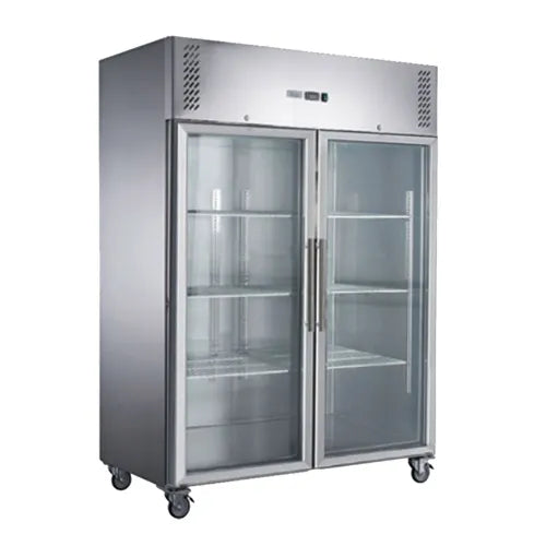 FED-X SS Two Full Glass Door Upright Fridge - XURC1200G2V. - Hospitality Connect