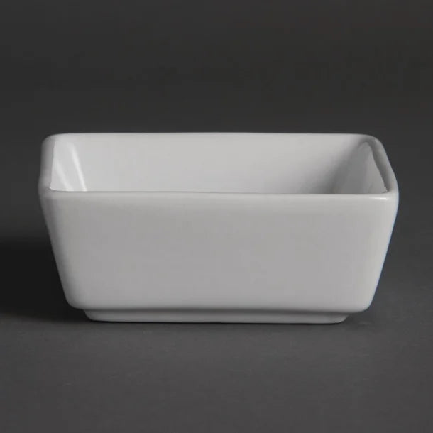 Olympia Whiteware Mini Square Dish - 80x80x35mm 3 1/8x3 1/8x1 3/8" (Box 12) - Hospitality Connect