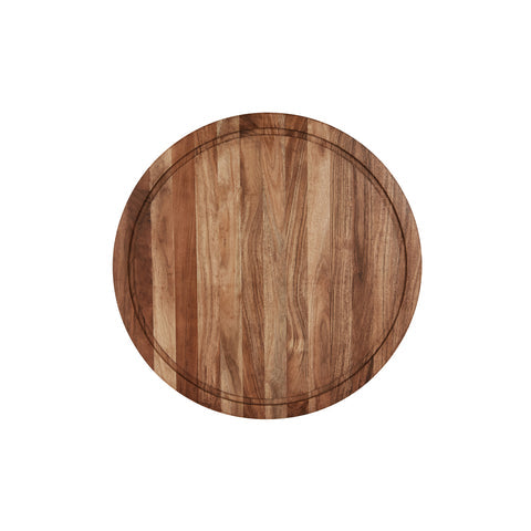 CHEF INOX SERVE RND BUTCHERS BLOCK ACACIA w/INLAY&HDL 530mm - Hospitality Connect