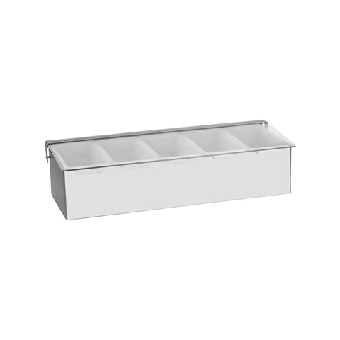 CHEF INOX CONDIMENT DISPENSER S/S 5-COMP 380x150x90mm - Hospitality Connect
