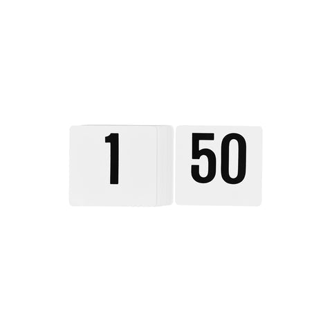 TABLEKRAFT TABLE NUMBER SET BLACK ON WHITE PVC 1-50 - Hospitality Connect