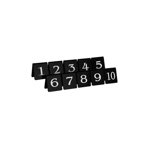 TABLEKRAFT TABLE NUMBER SET WHITE ON BLACK 75X55mm 1-10 - Hospitality Connect