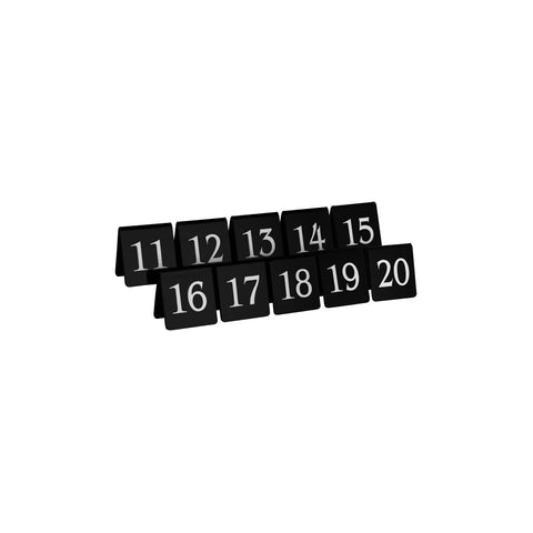 TABLEKRAFT TABLE NUMBER SET WHITE ON BLACK 75X55mm 11-20 - Hospitality Connect