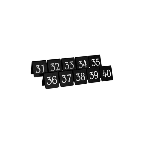 TABLEKRAFT TABLE NUMBER SET WHITE ON BLACK 75X55mm 31-40 - Hospitality Connect