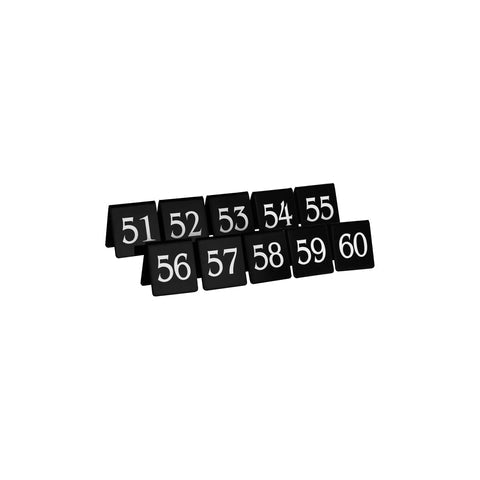 TABLEKRAFT TABLE NUMBER SET WHITE ON BLACK 75X55mm 51-60 - Hospitality Connect